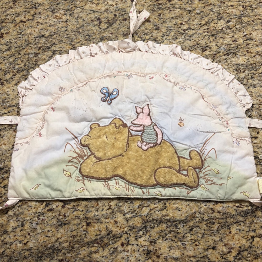 Disney Classic Pooh Piglet Crib Headboard Bumper Ruffle Floral Vintage Style v